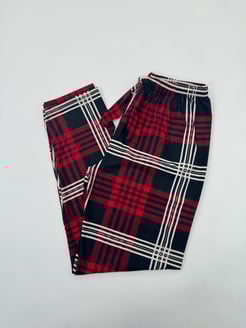 Ç62-R36-R40  Beyaz şeritli süet pijama altı - BÜYÜK KARE 