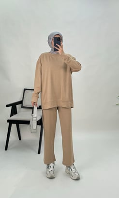 7134-oysho kumaş-önü taşlı pantolonlu takım-taş