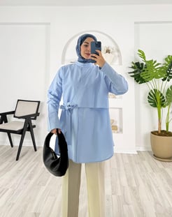 4548-poplin kumaş-bağlamalı gömlek-bebe mavisi