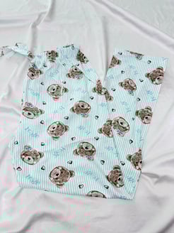 Ç565 - ayıcıklı love yazılı  pijama altı - turkuvaz