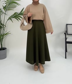 8787-zara krep kumaş etek-çağla yeşili