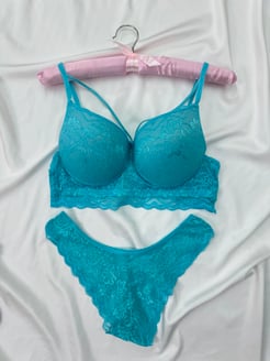Ç1574 - DOLGULU DANTELLİ ÇAPRAZ İP DETAYLI BRALET TAKIM - BEBE MAVİSİ  