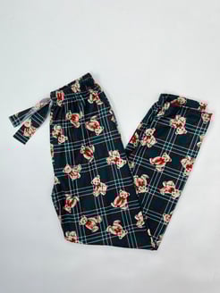 Ç62-R136-R139 Süet Kumaş Pijama Altı Ayıcıklı Yeşil