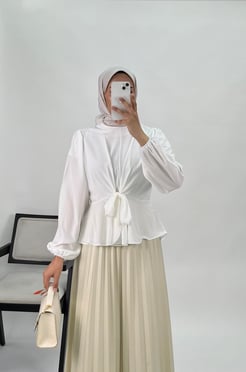 2814 - ÖNÜ BAGLAMALI ZARA MUCIZE BLUZ - BEYAZ 