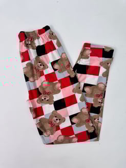 Ç62-R136-R139 Süet Kumaş Pijama Altı Ayıcıklı- Kahverengi