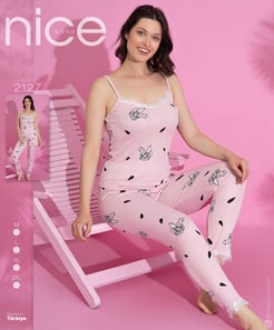 ç2127 Askılı Pegasus Pijama Takımı- TAVŞANLI