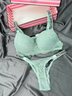 Ç953 Victoria Secret Dantelli Sütyen Takımı(özel kutusuyla)-YEŞİL