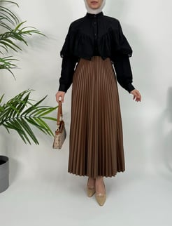 3363-terikoton kumaş-önü güpürlü tunik-siyah