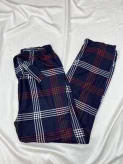 Ç2028 - süet kumaş büyük kareli pijama altı - lacivert