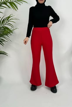 6374-krep kumaş-takma kemerli pantolon-beyaz
