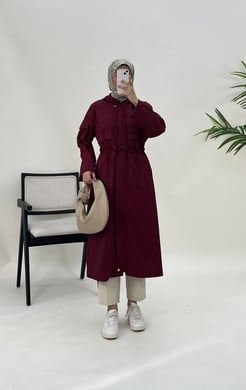 6590 G40+ Erika kumaş fermuarlı bordo