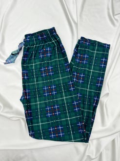 Ç2028 - süet kumaş lacivert kareli pijama altı - KOYU YEŞİL  
