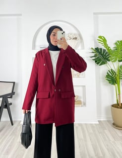 23023-dabıl krep kumaş-ceket bordo