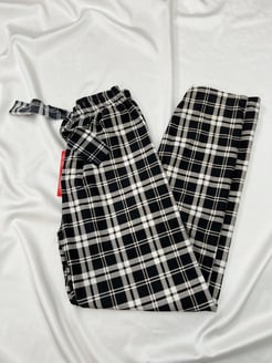 Ç2028 - süet kumaş kareli pijama altı - siyah 