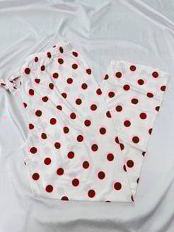 Ç9068 - milan kumaş kırmızı puantiyeli pijama alı - beyaz