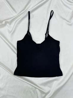 Ç6435 - ASKILARI TAŞ DETAYLI CROP - SİYAH 