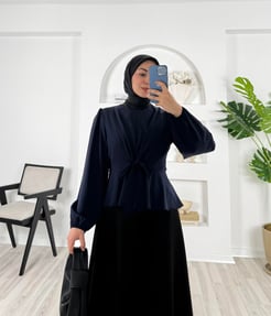 2814 - ÖNÜ BAGLAMALI ZARA MUCIZE BLUZ - LACİVERT