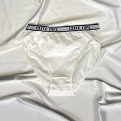 ç3827 P12.. Beli Cute Girl Yazılı Pamuklu Esnek Bayan Bato ekru