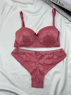 Ç4179 - DOLGULU DANTELLİ LOTUS SÜTYEN - PEMBE  