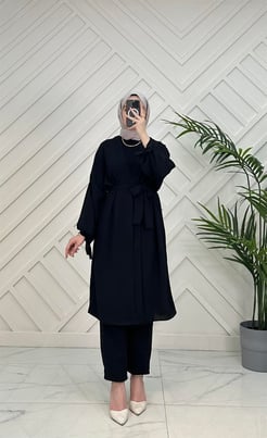 201975 Ayrobin kumaş kimono siyah