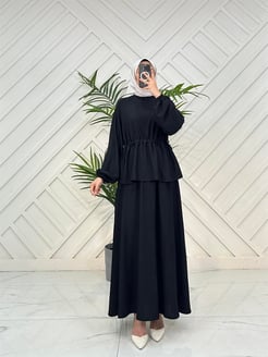 40001 F45++bürümcük kumaş etekli takım siyah 