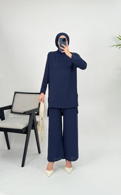 2126-ayrobin kumaş-düz model ikili takım-lacivert