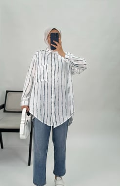 7826 - MODEL KUMAŞ CEP DETAYLI TUNIK - GRİ  