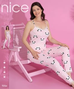 ç2124 Askılı Pegasus Pijama Takımı- Panda