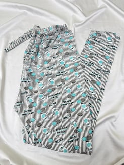 Ç565 - balonlu kedi desenli pijama altı - su yeşili 