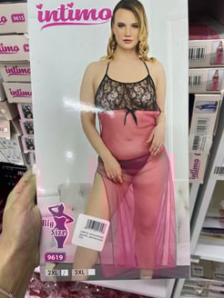 Ç9619- intimo fantezi gecelik- pembe-siyah