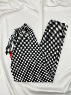 Ç2028 - süet kumaş küçük kare desenli pijama altı - siyah 