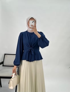 2814 - ÖNÜ BAGLAMALI ZARA MUCIZE BLUZ - MAVI