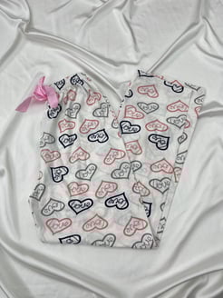 Ç565 - LOVE YAZILI KALPLİ PIJAMA ALTI - BEYAZ 