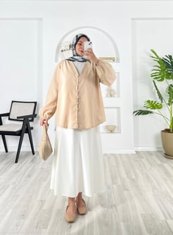 3625-terikoton kumaş-önden düğmeli kimono-taş