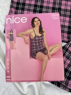 Ç4876-milan kumaş ip askılı kareli şortlu pijama takımı pembe