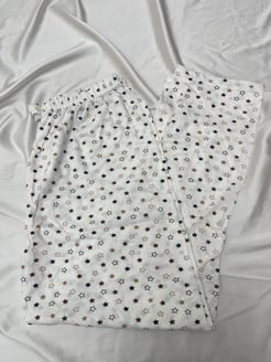 Ç565 - kahverengi yıldızlı pijama altı - beyaz