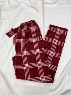 Ç2028 - süet kumaş kareli pijama altı - kırmızı