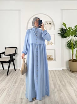 8620-ayrobin kumaş-boydan düğmeli elbise-bebe mavisi