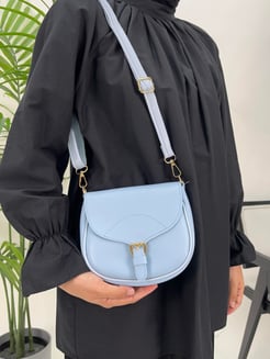 3917 Mini Toka Detaylı Çapraz Askılı Çanta - bebe mavi 