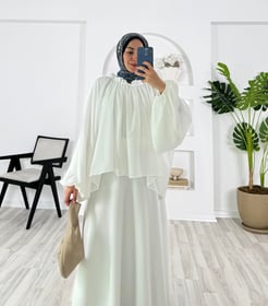 5756-ağaç kabuğu kumaş-yaka fırfır ve pile detaylı bluz-beyaz