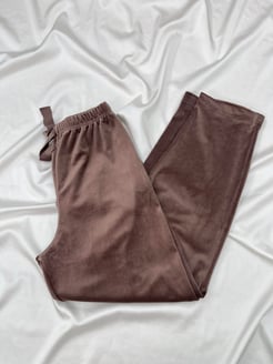 ç8911-O51-O55 fransiz lycra kadife eşofman altı kahve