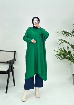 1928 A8+SADE DİZ ALTI SALAŞ TRİKO TUNİK  BENETTON YEŞİLİ 
