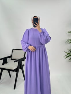 41612 G130+ayrobin kumaş-kol ucu lasktikli-gizli cepli elbise-lila