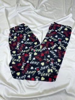 Ç7133-R64 SİYAH LOVE YAZILI   POLAR PİJAMA  ALTI