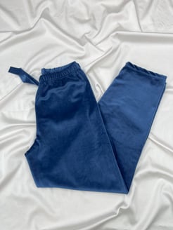 ç8911- fransiz lycra kadife eşofman altı - mavi 