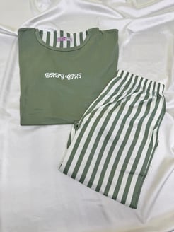 ç14413 - kısa kollu baby girl pijama takımı - haki 