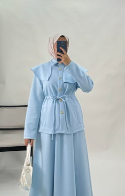 7935-sukuba dalgıç kumaş-bebe yaka belden bağlamalı etekli takım-bebe mavisi