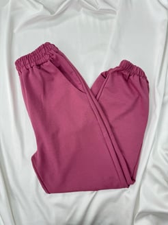 4828-iki iplik kumaş eşofman altı-pembe