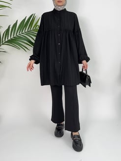 5267 - NADA KUMAŞ DÜGMELI TUNIK - SIYAH  