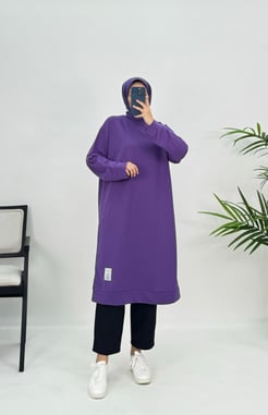 3871 K36+armalı diz altı tunik mor
